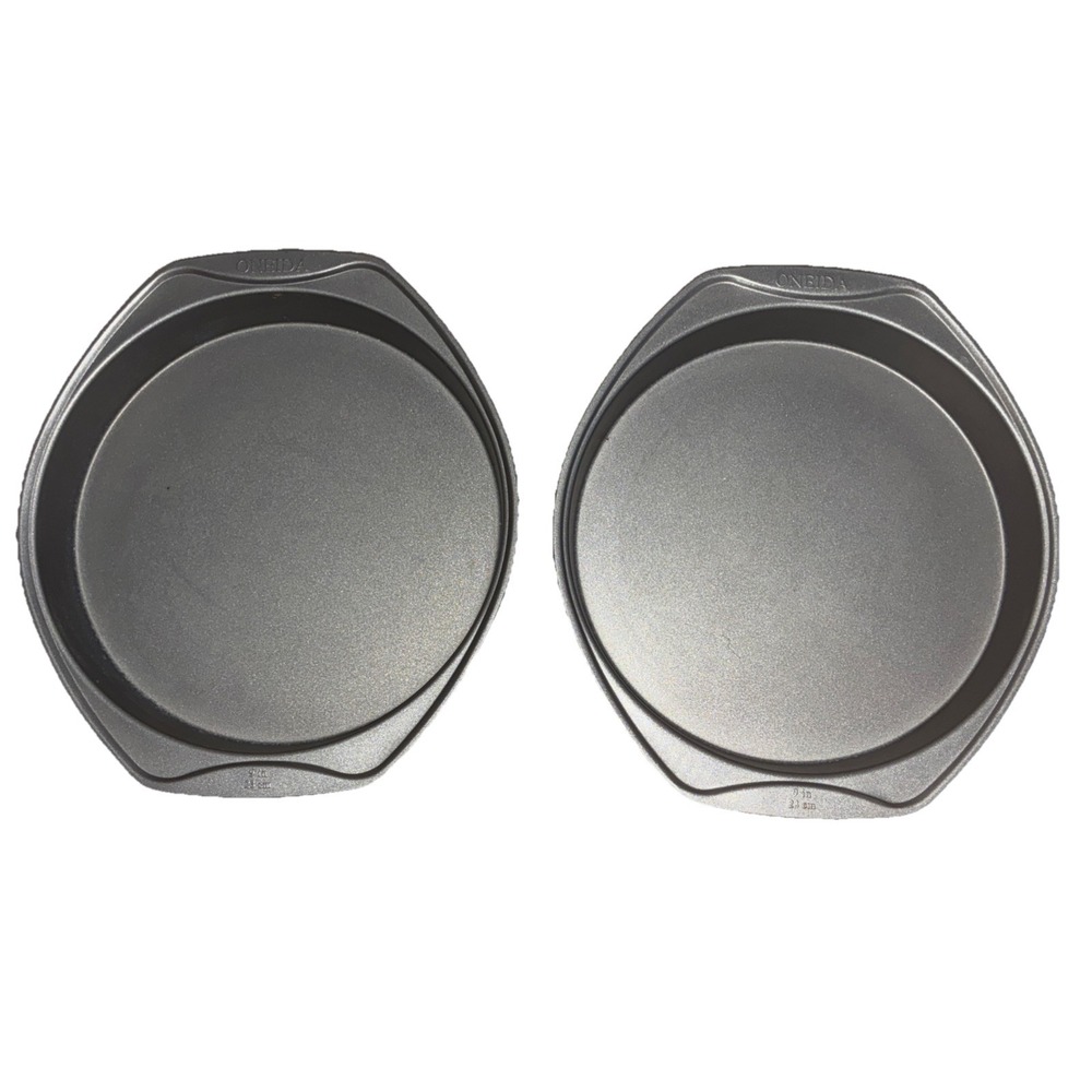 Oneida Cake Pan Round 9x1.5" Non-Stick‎ Handles Baking Pie Casserole Set Of 2
